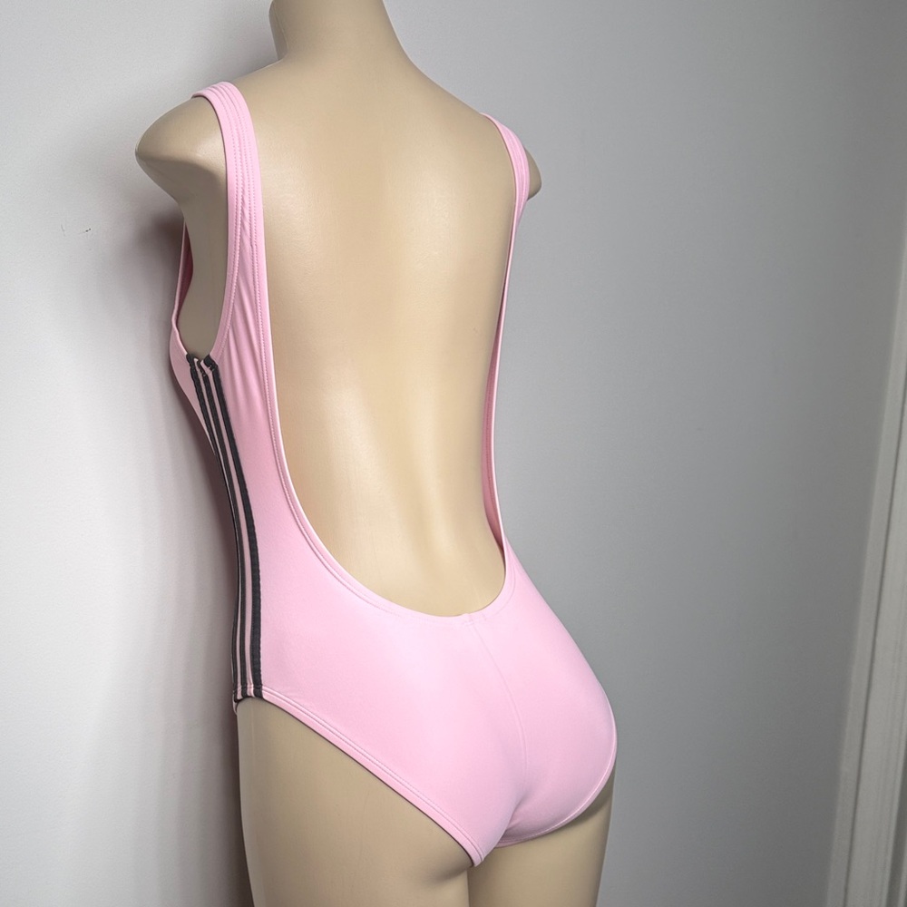adidas Pink Logo Scoop-Back One-Piece Swimsuit - Picture 4 of 4
